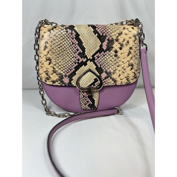 kate spade Handbags - KATE SPADE NEW YORK MEDIUM CHAIN SADDLE BAG ROBYN EXOTIC PINK MAUVE